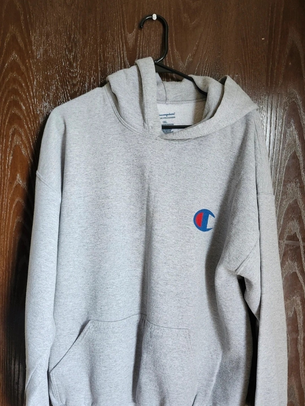 Champion Gray Crewneck Hoodie with Small Logo